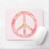 Roze Waterverf Gold Peace Sign-hart Muismat (Met muis)