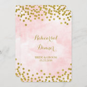 Roze Waterverf Gold Stippen Kaart (Voorkant / Achterkant)