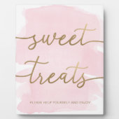 Roze Waterverf Gold Sweet Treats Sign Fotoplaat (Voorkant)