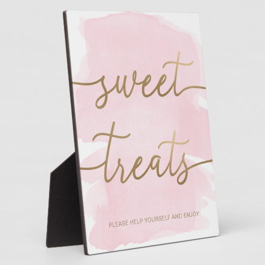 Roze Waterverf Gold Sweet Treats Sign Fotoplaat (Zijkant)