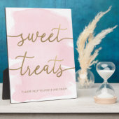 Roze Waterverf Gold Sweet Treats Sign Fotoplaat (Zijkant)