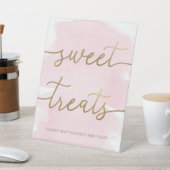 Roze Waterverf Gold Sweet Treats Sign Reclamebord Met Voetstuk (Insitu)