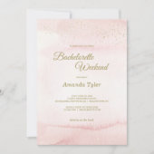 Roze Waterverf Gold Type Bachelorette Weekend Kaart (Voorkant)