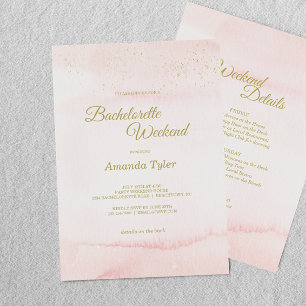Roze Waterverf Gold Type Bachelorette Weekend Kaart