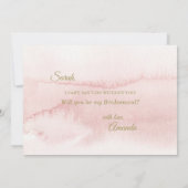 Roze Waterverf Gold Type Bridesmaid-voorstel Kaart (Achterkant)