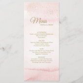 Roze Waterverf Gold Type bruiloft Menu (Voorkant)