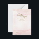 Roze Waterverf Gold Type Datum Nachtadvies Kaart<br><div class="desc">Deze Roze Waterverf Gold Type trouwdatum-nachtadvieskaarten cadeaus een elegant maar minimalistisch en veelzijdig ontwerp. De schaduwen van koraal, perziken, brij, duif en stoffig roos in de beschilderde roze waterverf verwijzen naar een zonsopgang of zonsondergang, die is geperst met een minimale gouden glitter samen met het gouden kalligrafietype, waardoor een delicaat...</div>