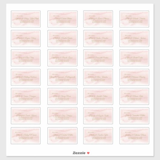 Roze Waterverf Gold Type gastadreslabel Sticker (Vel)