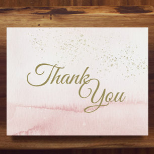 Roze Waterverf Gold Type Hartelijk dank voor platt Bedankkaart