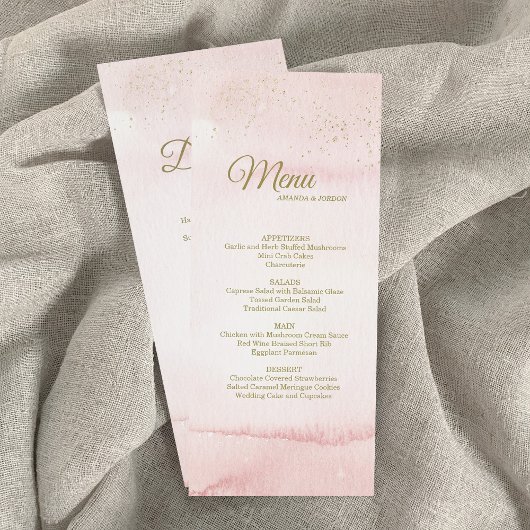 Roze Waterverf Gold Type menu Ingang en Drink