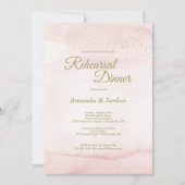 Roze Waterverf Gold Type repetitie Dinner Kaart (Voorkant)