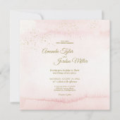 Roze Waterverf Gold Type Square Weddenschap Kaart (Voorkant)