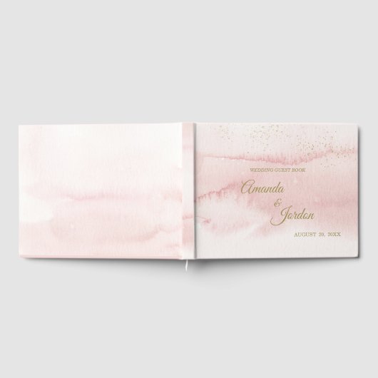 Roze Waterverf Gold Type Weddenschap Gastenboek (Volledig)