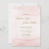 Roze Waterverf Gold Type Weddenschap Kaart (Voorkant)
