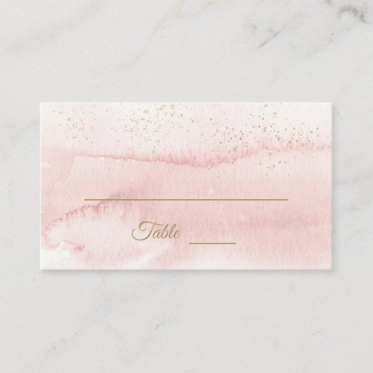 Roze Waterverf Gold Type Weddenschapskaart Plaatskaartje (Voorkant)
