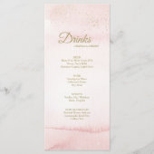Roze Waterverf Gold Type Wedding Drink Menu (Voorkant)