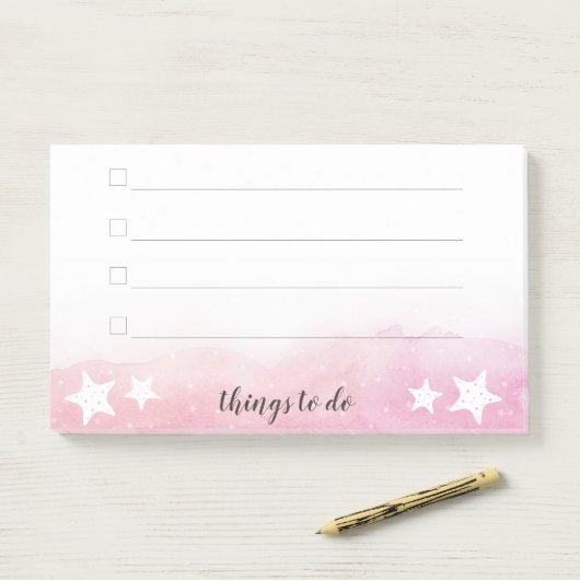 Roze Waterverf Golf Starfish Zeemeermin om lijst t Post-it® Notes (Op bureau)