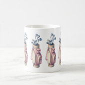 Roze Waterverf Golfclubs gepersonaliseerd Koffiemok (Center)