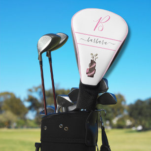 Roze Waterverf Golfclubs Monogram Naam Golfheadcover