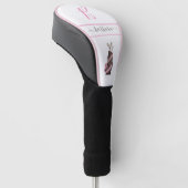Roze Waterverf Golfclubs Monogram Naam Golfheadcover (Schuin)