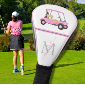 Roze Waterverf Golfkar Naam Monogram Golfheadcover