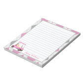 Roze Waterverf golfkar Naam Notitieblok (Linkerzijde)