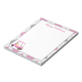 Roze Waterverf golfkar Naam Notitieblok (Linkerzijde)