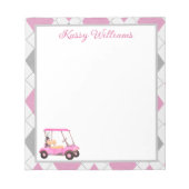 Roze Waterverf golfkar Naam Notitieblok (Voorkant)