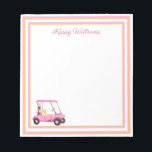 Roze Waterverf golfkar Naam Notitieblok<br><div class="desc">Een charmante, unieke golfkar — roze waterverf — smaakvol uitgevoerd — klaar om de baan te runnen — het notitieblok. Dit is een geweldig cadeau voor alle golfliefhebbers - leuk / aantrekkelijk / uniek. Personaliseer het met je/haar naam. Als u ontwerpvragen of een speciaal verzoek hebt, stuur dan een chat...</div>