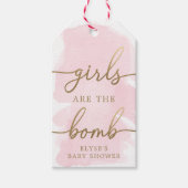 Roze Waterverf Goud Badbom Favor Tag Cadeaulabel (Voorkant)