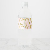 Roze Waterverf Goud Confetti Baby shower Waterfles Etiket (Achterkant)