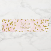 Roze Waterverf Goud Confetti Baby shower Waterfles Etiket (Enkel label)