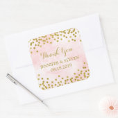 Roze Waterverf Goud Confetti Bruiloft Label (Envelop)