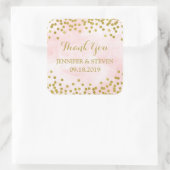 Roze Waterverf Goud Confetti Bruiloft Label (Tas)