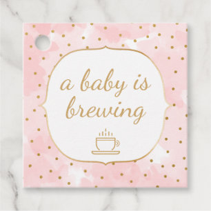 Roze Waterverf Goud Een baby brouwt dank u Bedankjes Labels