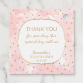Roze Waterverf Goud Een baby brouwt dank u Bedankjes Labels (Achterkant)