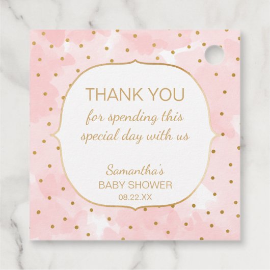 Roze Waterverf Goud Een baby brouwt dank u Bedankjes Labels (Achterkant)