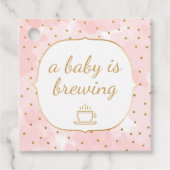 Roze Waterverf Goud Een baby brouwt dank u Bedankjes Labels (Voorkant)