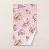 Roze Waterverf Goud Koi Vis Bloemen Bad Handdoek (Handdoek)