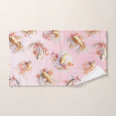 Roze Waterverf Goud Koi Vis Bloemen Bad Handdoek (Handdoek)