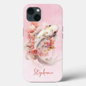 Roze Waterverf Goud Koi Vis Bloemen Case-Mate iPhone Case (Achterkant)