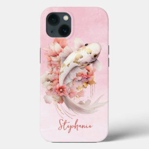 Roze Waterverf Goud Koi Vis Bloemen Case-Mate iPhone Case