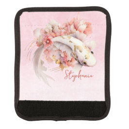Roze Waterverf Goud Koi Vis Bloemen Gepersonalisee Handvat Beschermer