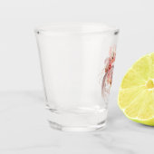 Roze Waterverf Goud Koi Vis Bloemen Gepersonalisee Shot Glas (Links)