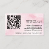 Roze Waterverf & Goud Professionele QR Code Visitekaartje (Achterkant)
