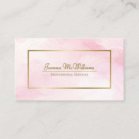 Roze Waterverf & Goud Professionele QR Code Visitekaartje (Voorkant)