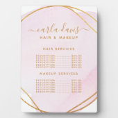 Roze Waterverf Goud Salon Prijs Menu Bord Fotoplaat (voorkant)