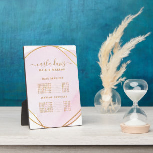 Roze Waterverf Goud Salon Prijs Menu Bord Fotoplaat