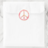 Roze Waterverf Goud Vredesteken Hart Ronde Sticker (Tas)