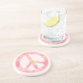 Roze Waterverf Goud Vredesteken Hart Zandsteen Onderzetter (Zijkant)